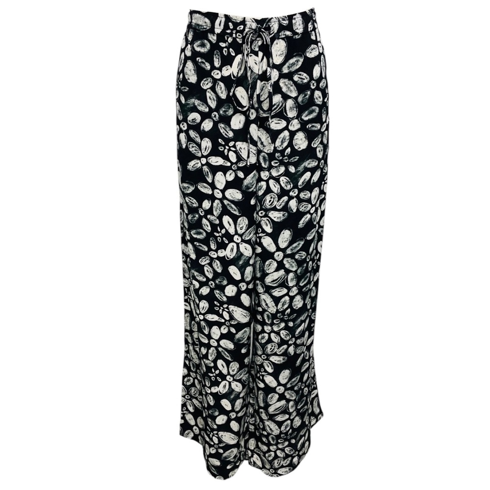 MARNI BLACK / WHITE BLOOMING ENVERS SATIN PANTS